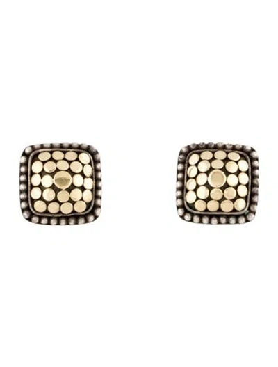 Pre-owned John Hardy Two-tone Square Dot Stud Earrings In Multi