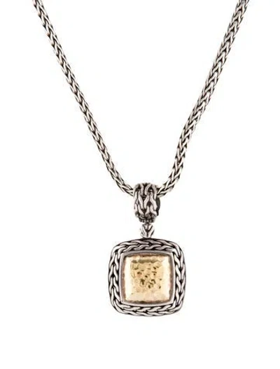 Pre-owned John Hardy Two-tone Square Pendant Necklace, 18" In Multi