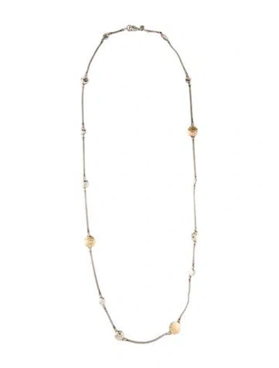 Pre-owned John Hardy Two-toned Hammered Disc Station Necklace, 36.5" In Multi