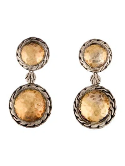 Pre-owned John Hardy Two-toned Hammered Dome Drop Earrings In Multi