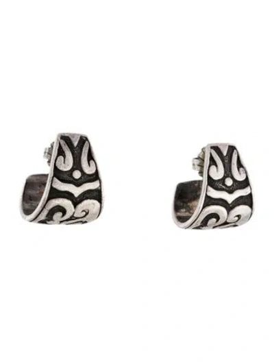 Pre-owned John Hardy Vintage Carved Hoop Earrings In Multi