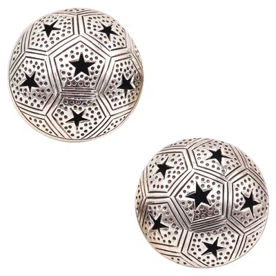 Pre-owned John Hardy Vintage Celestial Stars Domed Clip-on Errings In .925 Sterling Silver In Multi
