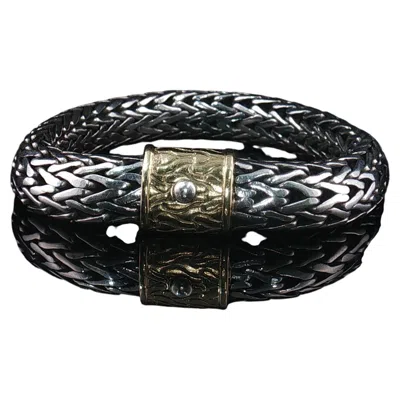 Pre-owned John Hardy Vintage  Classic Chain 10mm 925 Silver & 18k Gold Bracelet 8" In Multiple