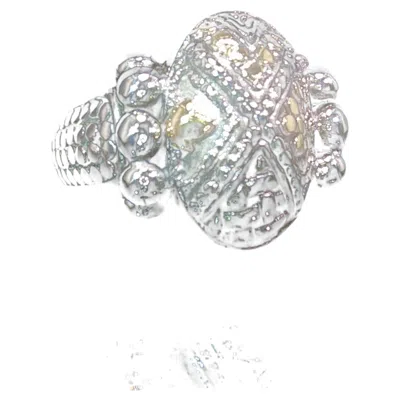 Pre-owned John Hardy Vintage  Dot Sterling Silver 18k Gold Ring Band Sz 6.5 + Guard 18.1g In Multi