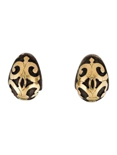 Pre-owned John Hardy Vintage Two-tone Dayak Buddha Belly Earclips In Multi