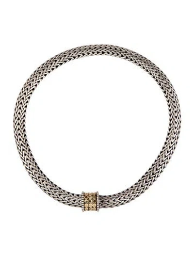 Pre-owned John Hardy Vintage Two-tone Dot Icon Collar Necklace, 16" In Multi
