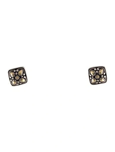Pre-owned John Hardy Vintage Two-tone Jaisalmer Square Stud Earrings In Multi