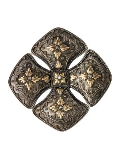 Pre-owned John Hardy Vintage Two-tone Textured Brooch In Multi