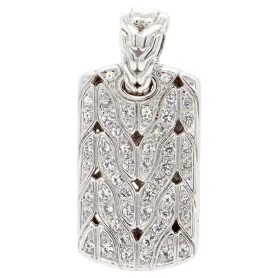 Pre-owned John Hardy White Sapphire Naga Dog Tag Pendant