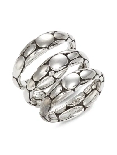 John Hardy Women's 3-piece Sterling Silver Stackable Ring Set/size 7 In Metallic