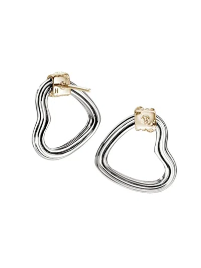 John Hardy Women's Bamboo Drop 14k Gold & Sterling Silver & 0.08 Tcw Diamond Pavé Earrings