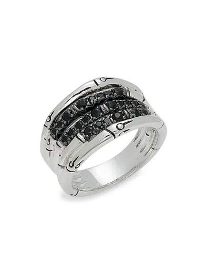 John Hardy Women's Bamboo Sterling Silver & Black Sapphire Ring/size 7