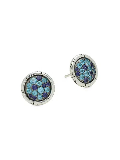 John Hardy Women's Bamboo Sterling Silver, Swiss Blue Topaz & Lolite Stud Earrings