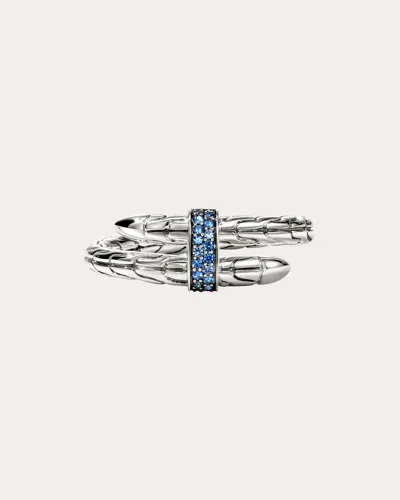 John Hardy Sterling Silver Spear Blue Sapphire Coil Ring In Metallic