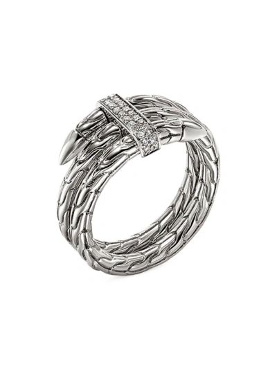 John Hardy Spear Diamond Bypass Ring In Silver