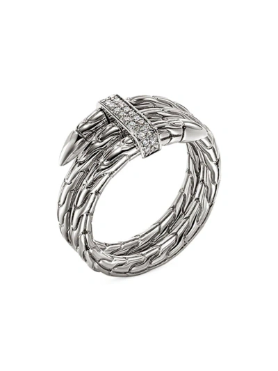 John Hardy Sterling Silver Spear Diamond Coil Ring In Neutral