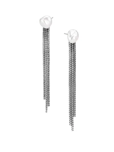John Hardy Women's Classic Chain Fresh Water Pearl & Silver Drop Earrings
