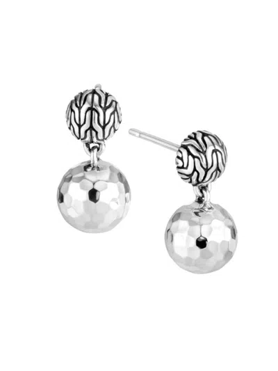 John Hardy Women's Classic Chain Hammered Silver Drop Earrings