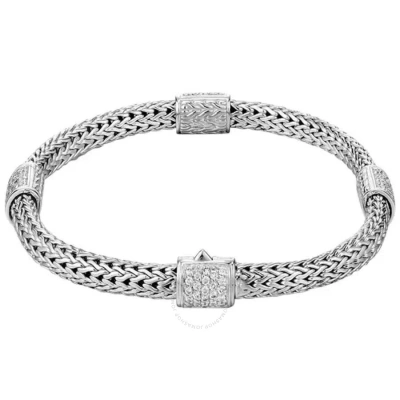 John Hardy Women's Classic Chain Silver Diamond Pave 0.73 Carat' In Silver-tone