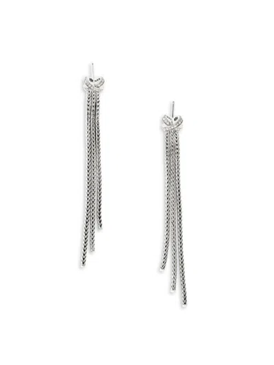 John Hardy Women's Classic Chain Sterling Silver & 0.12 Tcw Diamond Chandelier Earrings