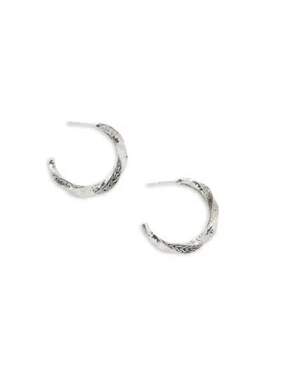 John Hardy Women's Classic Chain Sterling Silver & 0.37 Tcw Diamond Twist Half Hoop Earrings In Metallic