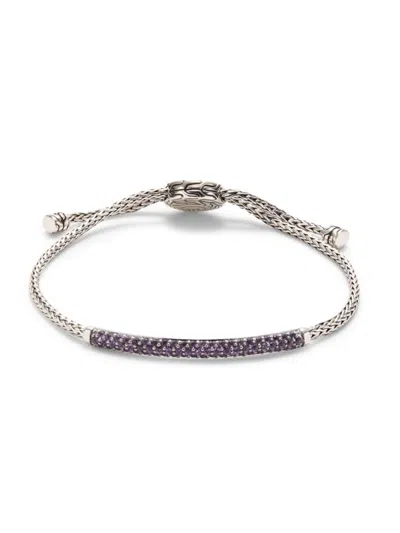 John Hardy Women's Classic Chain Sterling Silver & Amethyst Bar Bolo Bracelet