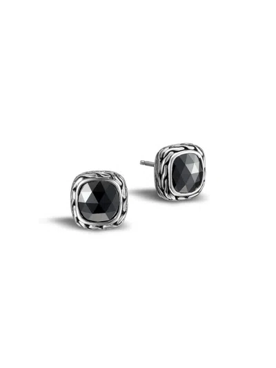 John Hardy Women's Classic Chain Sterling Silver & Black Chalcedony Stud Earrings