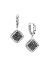 John Hardy Carved Chain Drop Earring With Black Spinel In Black