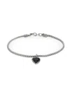 John Hardy Women's Classic Chain Sterling Silver, Black Sapphire & Spinel Heart Charm Bracelet In Black