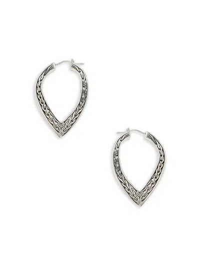 John Hardy Women's Classic Chain Sterling Silver Hoop Earrings In Gray