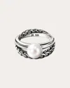 John Hardy Essential Pearl Stackable Ring In Multi