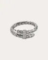 John Hardy Sterling Silver Spear Diamond Coil Ring In Silver