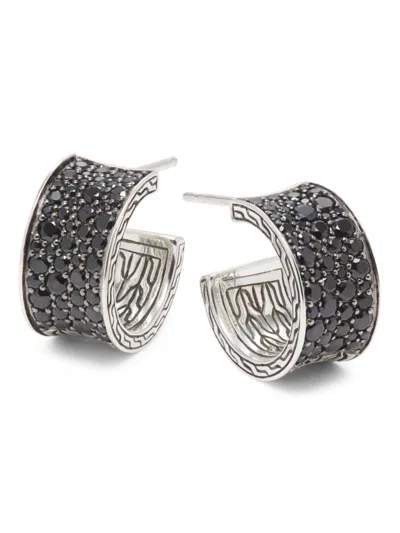 John Hardy Women's Essentials Silver, Treated Black Sapphire & Black Spinel Extra Small Half-huggie Earrings