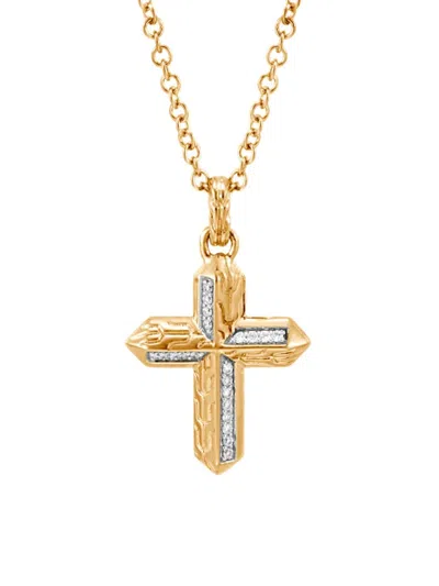 John Hardy Women's Essentials Spiritual 18k Yellow Gold & 0.08 Tcw Diamond Cross Pendant Necklace