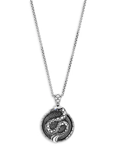John Hardy Women's Ga Legends Sterling Silver, Spinel, Treated Black Sapphire & Sapphire Snake Pendant Necklace In Metallic