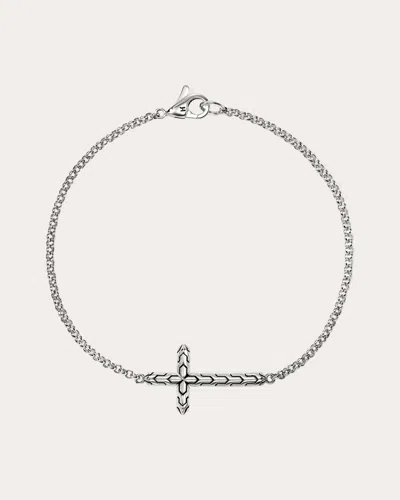 John Hardy Sterling Silver Cross-embellishment Bracelet In Metallic