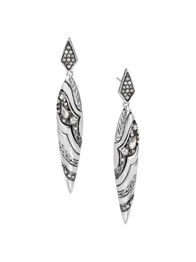 John Hardy Women's Lahar Diamond & Sterling Silver Marquise Drop Earrings