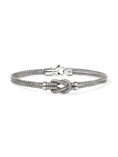 John Hardy Sterling Silver Love Knot Diamond Bracelet In Metallic