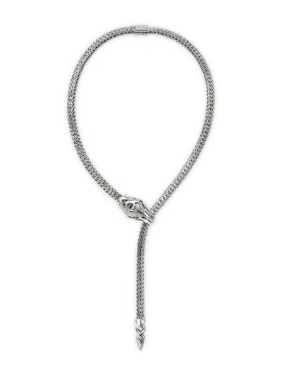 John Hardy Women's Naga Dragon Sterling Silver, 0.16 Tcw Diamond & Blue Sapphire Lariat Necklace