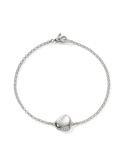 John Hardy Women's Pebble Sterling Silver & 0.07 Tcw Diamond Heart Bracelet