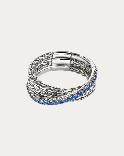 John Hardy Women's Sapphire Jh Essential Pavé Crossover Ring In Silver