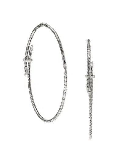 John Hardy Women's Spear Extra Large Sterling Silver & 0.12 Tcw Diamond Hoop Earrings