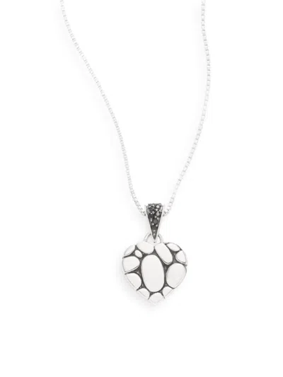 John Hardy Women's Sterling Silver & Black Sapphire Heart Pendant Necklace In White