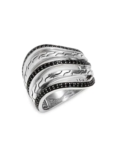 John Hardy Women's Sterling Silver, Sapphire & Spinel Wave Ring