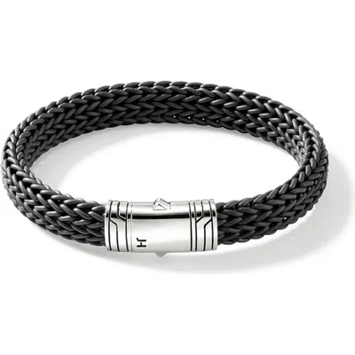 John Hardy Men's Silver Icon Woven Rubber Bracelet In Black/silver