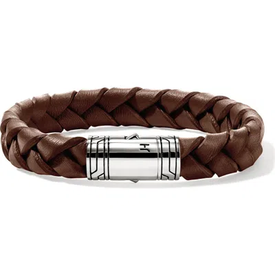 John Hardy Woven Leather Bracelet In Gray