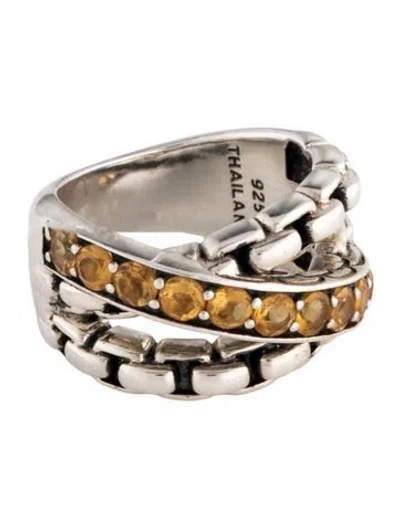 Pre-owned John Hardy X Jai Citrine Crosse Over Ring In Multicolor