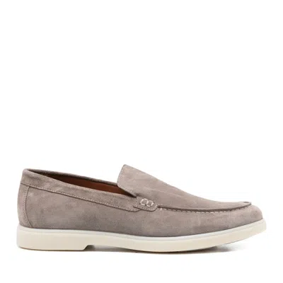John Harrison Beige Suede Flat Sole Loafers In Multi