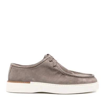 John Harrison Beige Suede Rounded Toe Loafers In Grey