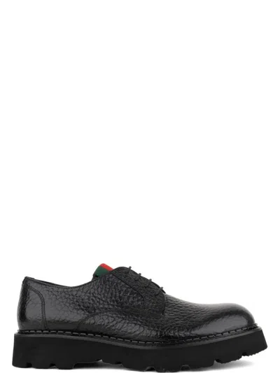 John Harrison Black Leather Rugged Sole Lace-up Shoes